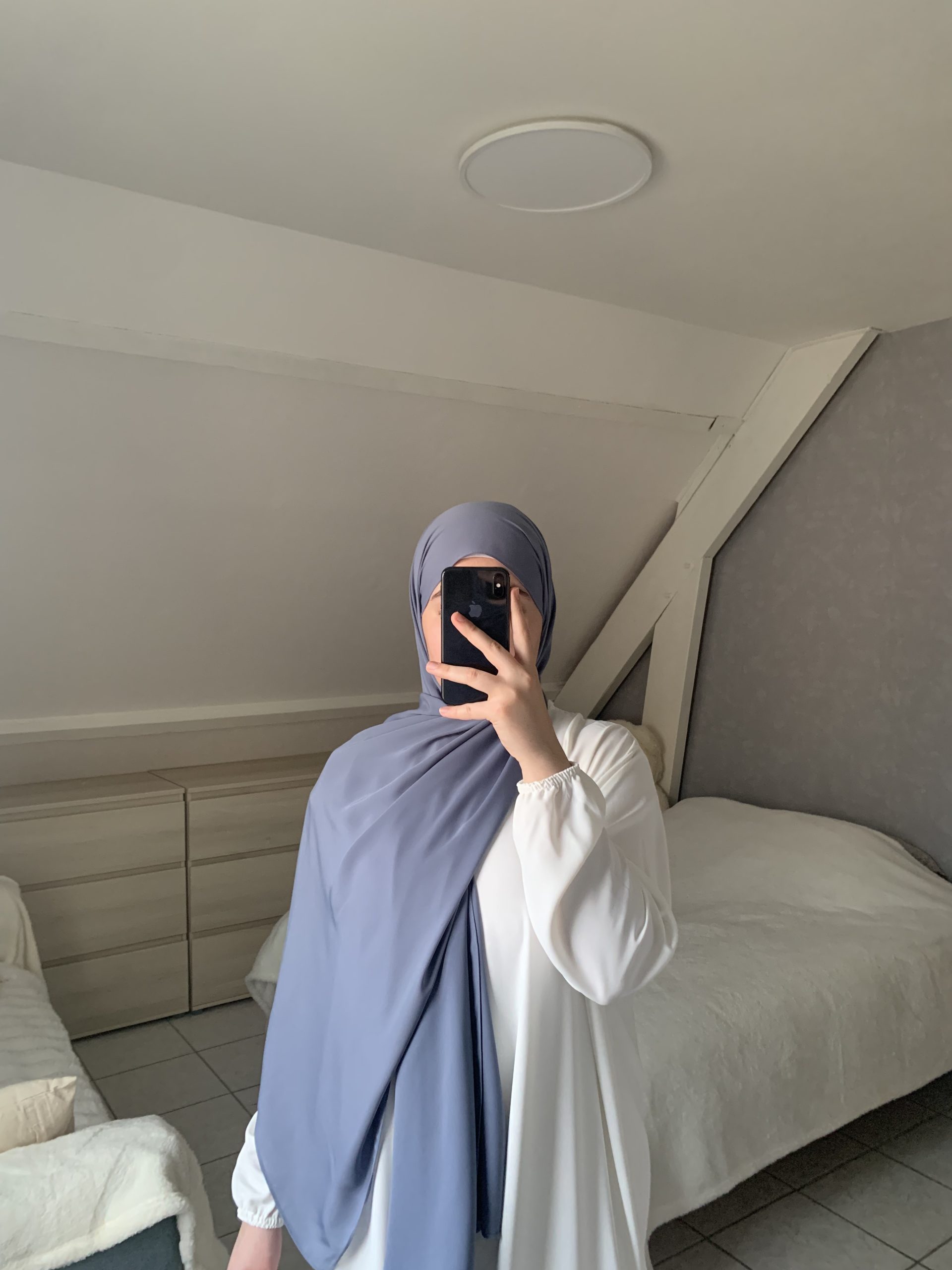 Voile En Soie De Médine - Bleu Ardoise