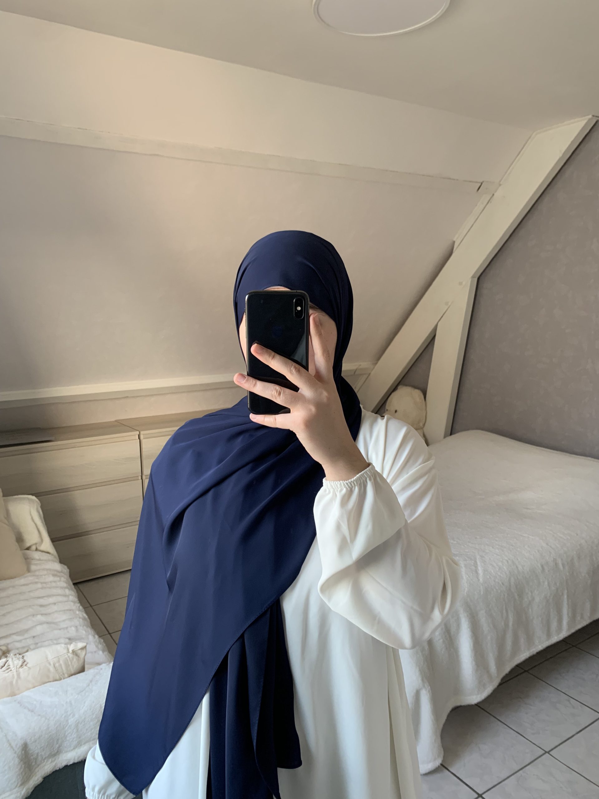 Voile En Soie De Médine - Bleu Marine Foncé