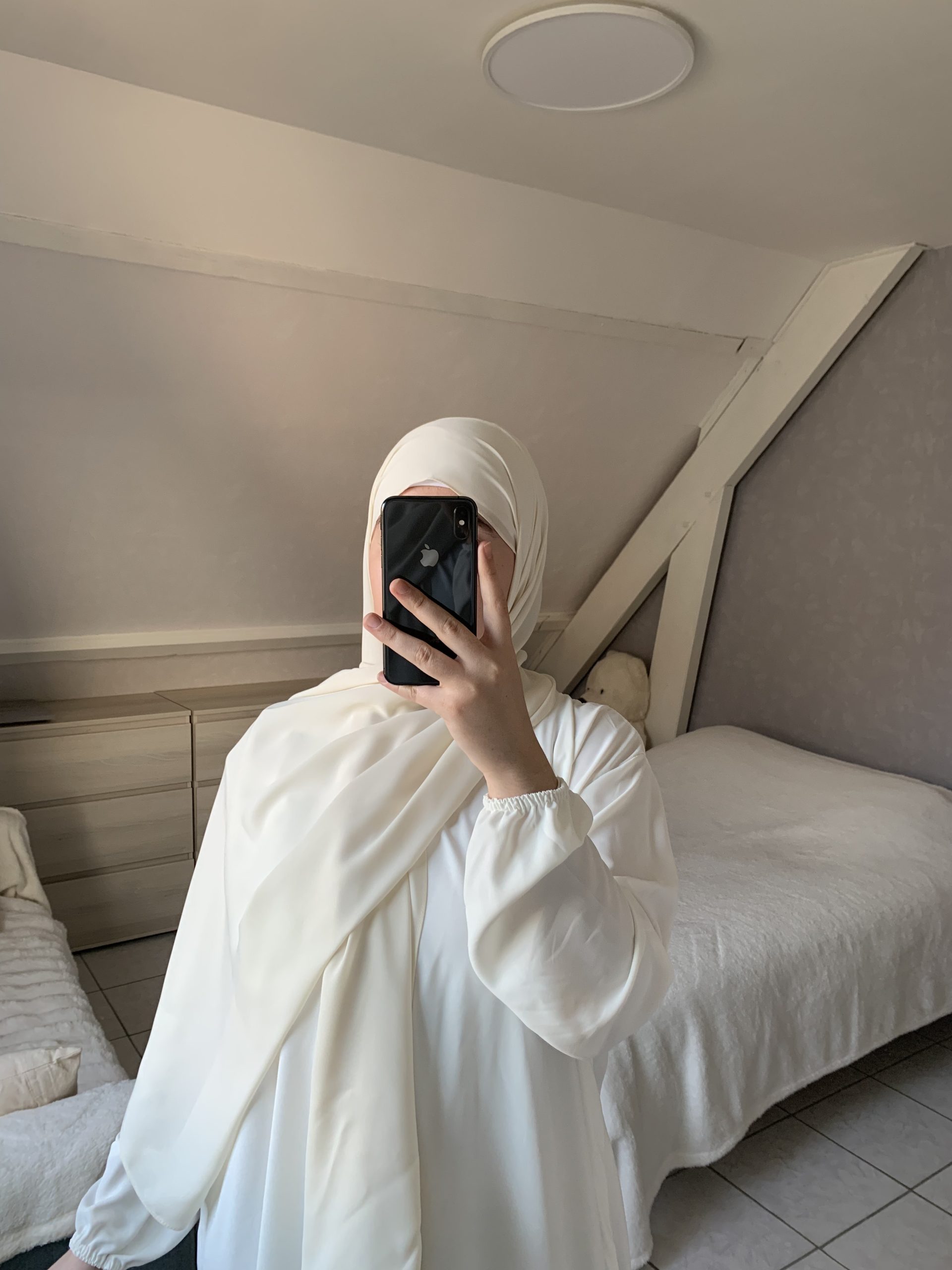 Voile En Soie De Médine - Blanc Cassé